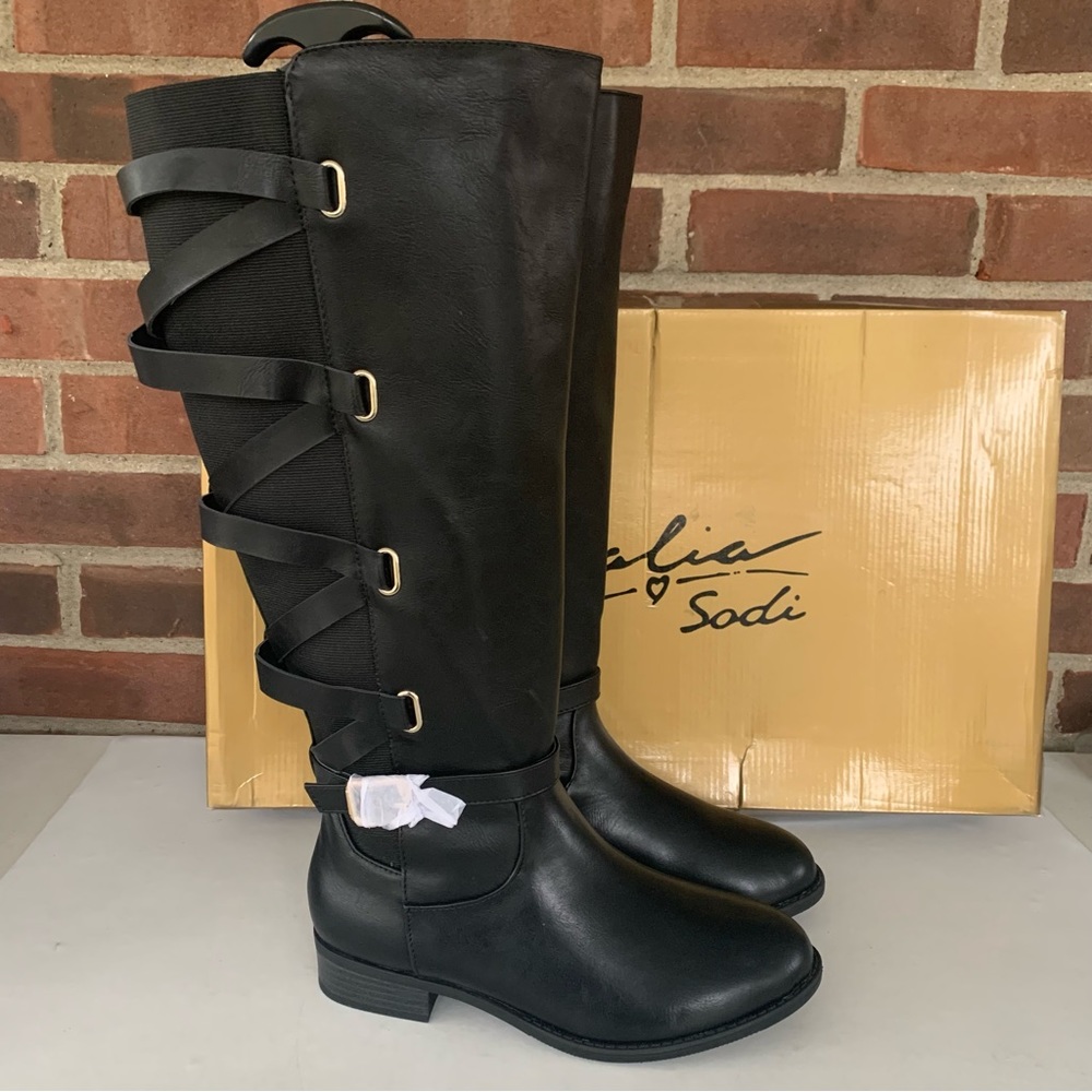 Thalia Sodi Women’s Veronika Black Block Heel Riding Boots US 7.5 W WC